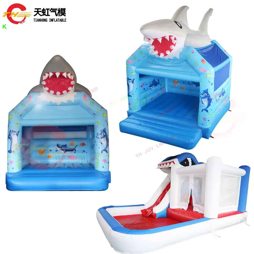 Maison de rebond combinée de requin gonflable commerciale, livraison rapide, videur gonflable sur mesure, château de saut gonflable avec Blowe