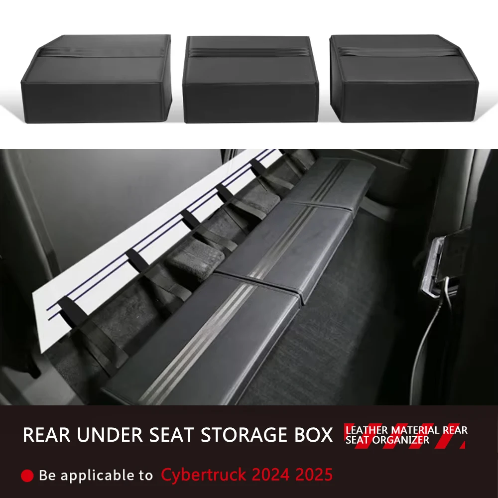 

Ящик для хранения на заднем сиденье для Tesla Cybertruck 2024 2025, комплект из 3 предметов, кожаный органайзер на заднее сиденье, аксессуары для интерьера