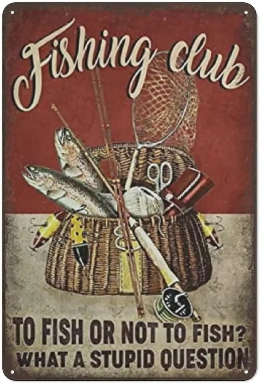 Fishing Club Vintage Metal Sign,Fly Fishing Print Art,Lake Life,Fishing Gifts Fisher Gifts Fisher Man,Gift For Mother,Gift For F