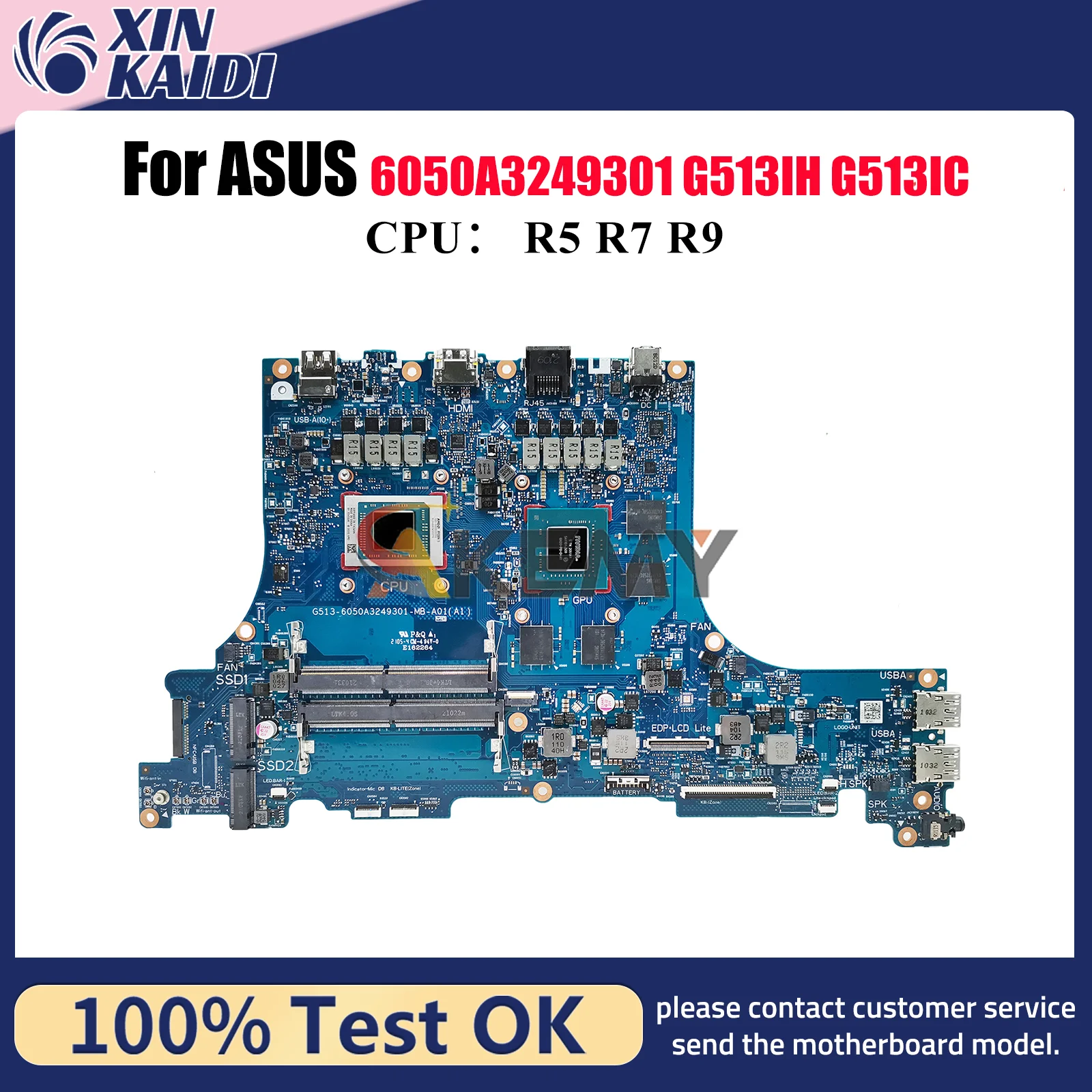 

6050A3249301 Laptop Motherboard For ASUS ROG Strix G15 G513I G513IC G513IE G513IH Mainboard With R5 R7 R9 CPU tests OK fast ship