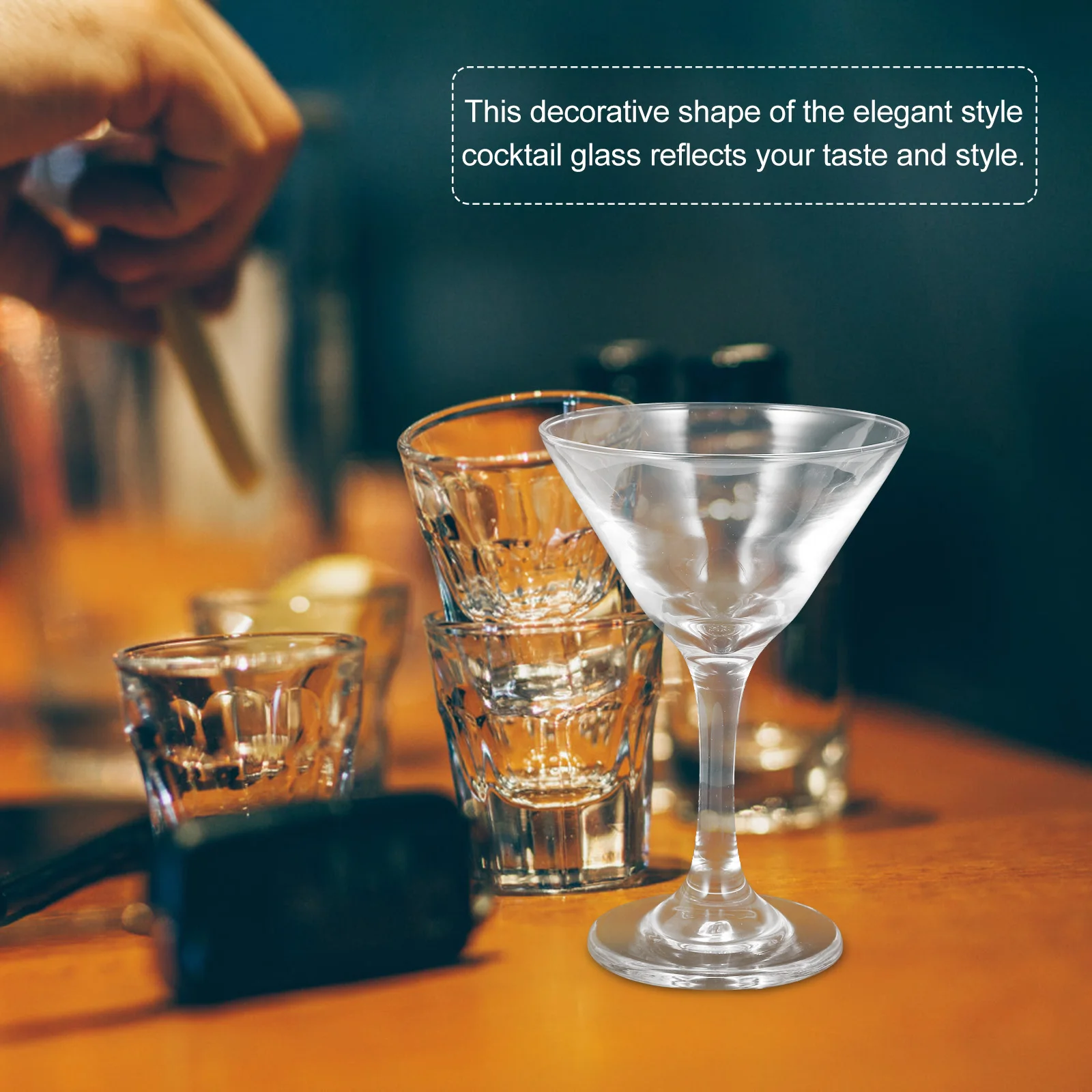 

6Pcs Elegant Glass Cocktail Glasses Set Classic Design Whiskey Wine Party Goblets Decorative Reusable Cocktail Glasses