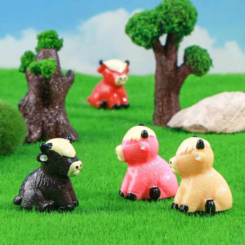 Cute Cartoon Realistic Yak Animals Model Figurines Education Kids Toys Micro Landscape Ornament DIY Home Decoration Gifts