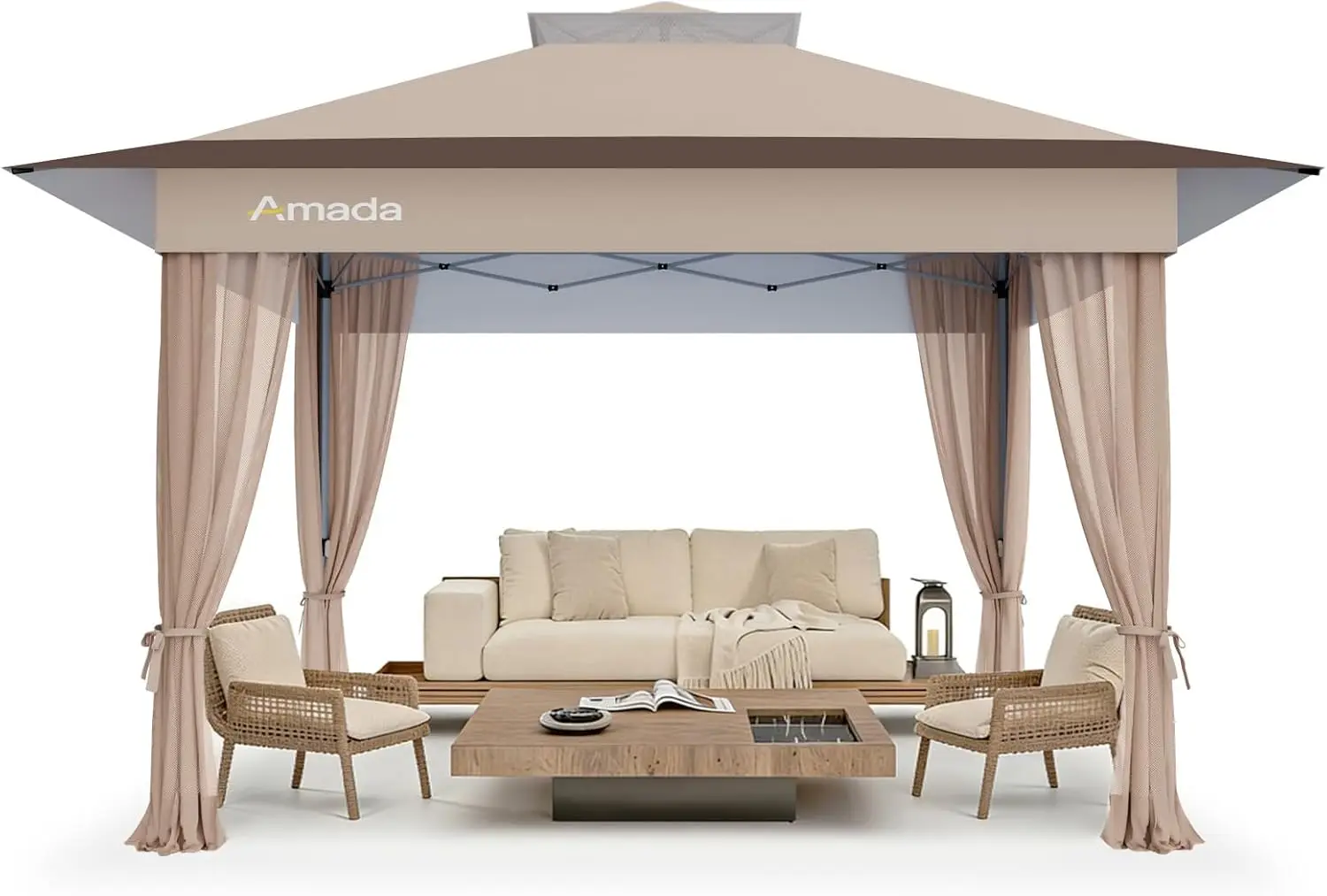 Amada 13x13 Pop Up Gazebo for Backyard & Patio Furniture,Gazebos on Clearance with Wheeled STO-N-Go Cover Bag,Carpa Pop Up