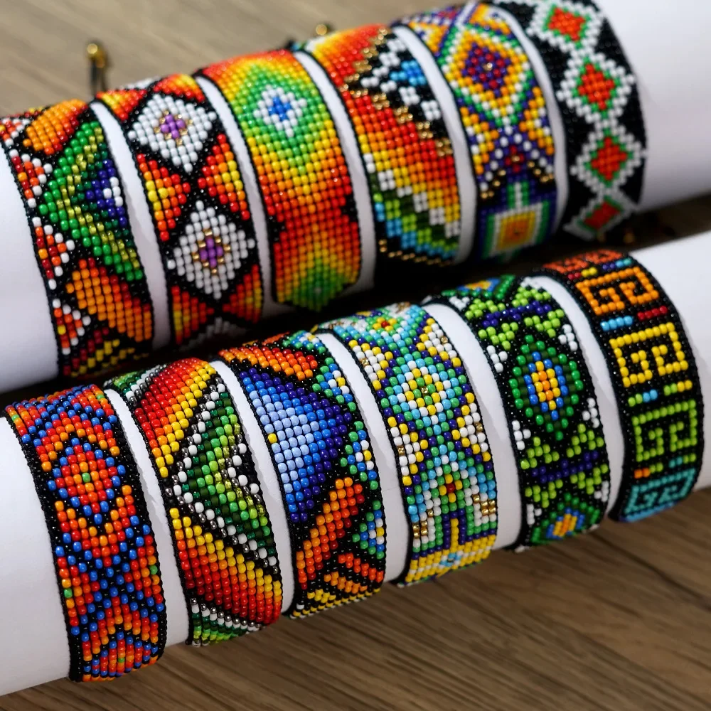 Rice bead bracelet Originality Geometry Character Design Hand knitting Bohemia Adjustable Fashion Simple Female Beaded bracelet