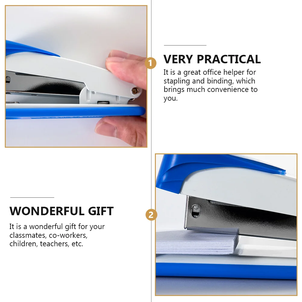 2 Pcs Indoor Stapler Office Small Stainless Steel Paper School Book Stapling Tool