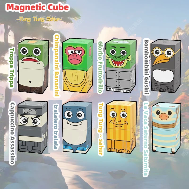 Blocchi magnetici del carattere AI Tung Tung tung sahur blocchi di costruzione di assemblaggio blocchi di costruzione del carattere gioco da tavolo