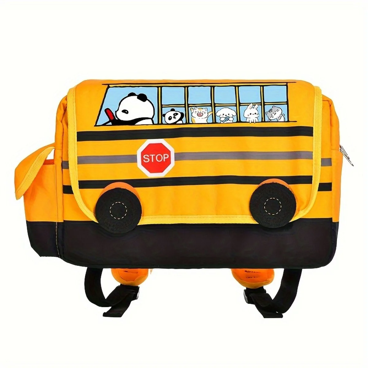 Student School Bag Cartoon School Bus Backpack Panda Driver Large Capacity Backpack Waterproof Adjustable Shoulder Strap Handbag