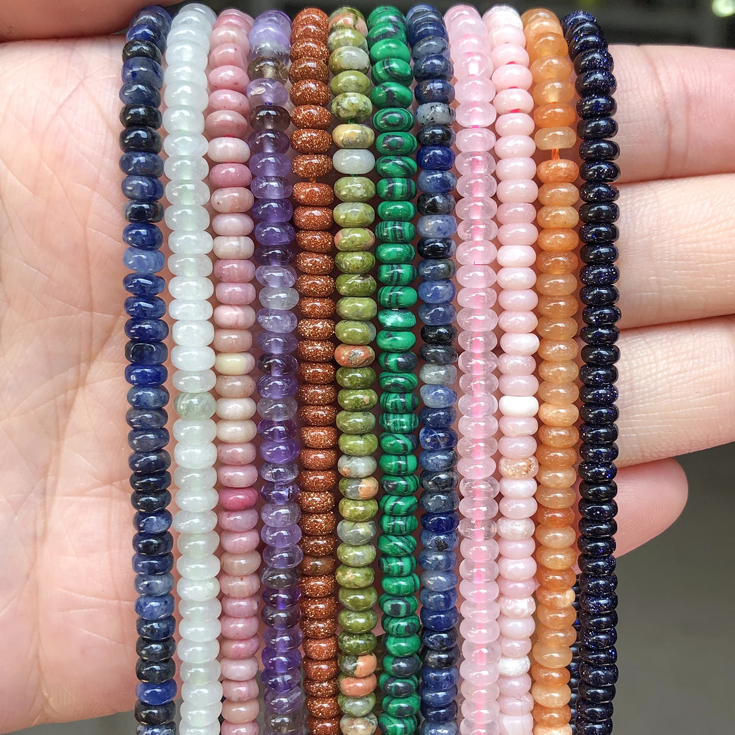 4x2 مللي متر المعداد الطبيعي Rondelle حجر الكوارتز الوردي الخرز شقة مستديرة Charms بها بنفسك أساور فضفاض الخرز لمستلزمات صناعة المجوهرات