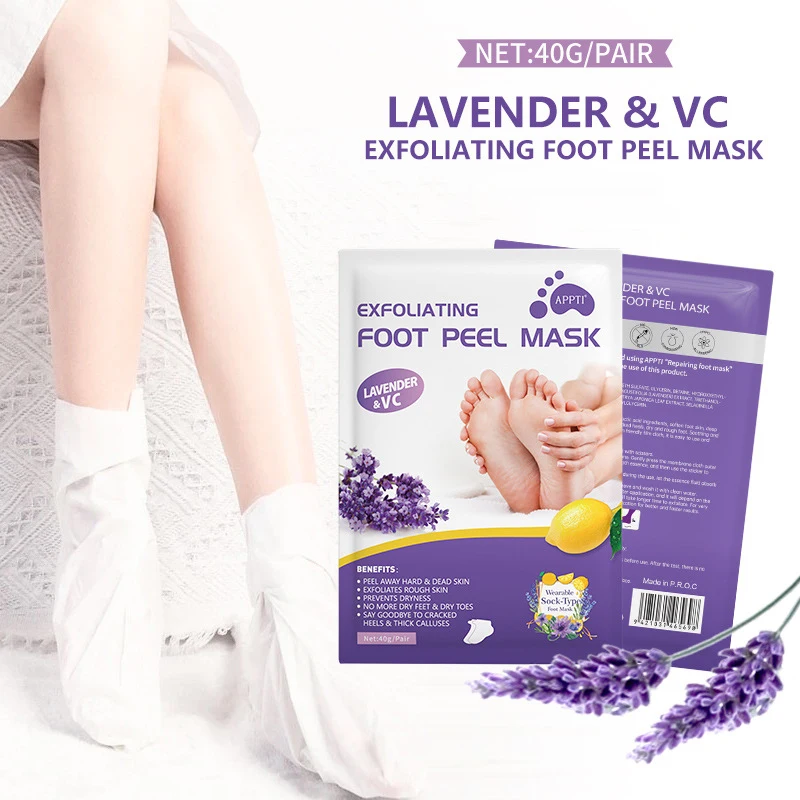 Lavender & VC Foot Peeling Mask Exfoliating Heels Calluses Remove Foot Patches Dead Skin Remover Pedicure Socks Foot Care