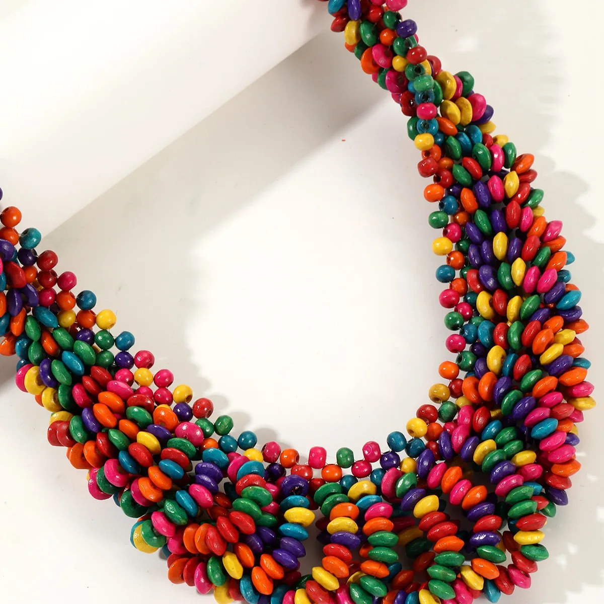 New Arrived Trendy African Style Bohemian Colored Wooden Beads Handmade Beaded Necklaces For Women Summer Party Jewelry