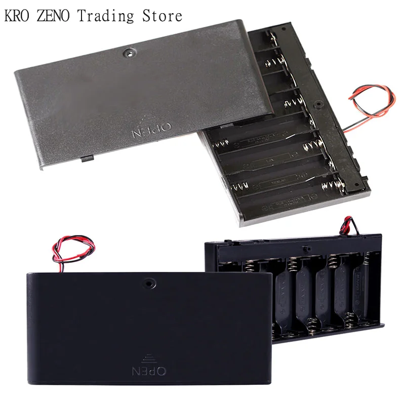 1/2Pcs  Plastic 8 Slots AA Battery Holder Battery Storage Case Box With Switch & Cover Batteries Standard Container