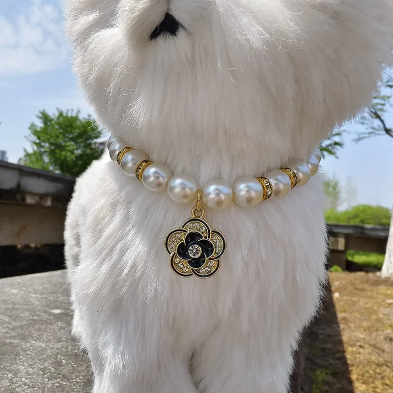 الأميرة القوس الكلب قلادة الحيوانات الأليفة اللؤلؤ طوق لطيف القط طوق جرو اكسسوارات الكلب سلسلة تشيهواهوا الزفاف مجوهرات الحيوانات الأليفة الاشياء #5