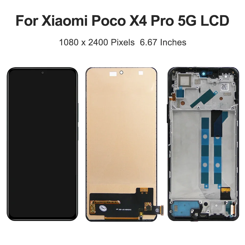 For Xiaomi 6.67''AMOLED Poco X4 Pro 5G For Poco X4Pro 5G 2201116PG LCD Display Touch Screen Digitizer Assembly Replacement