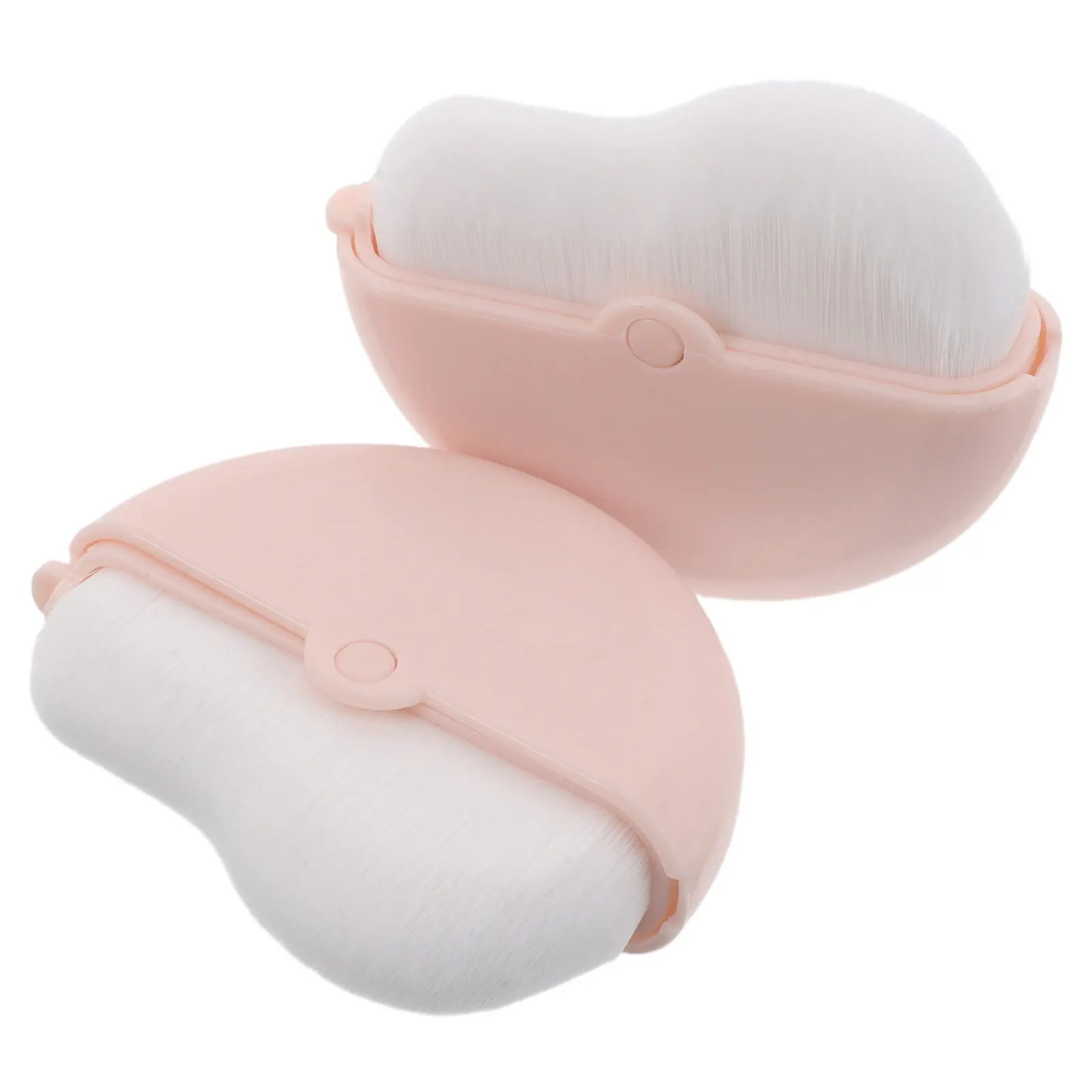 2Pcs Rotatable Cap Liquid Foundation Brush Flat Design Gentle Soft Bristles for Full Coverage Face Makeup Travel