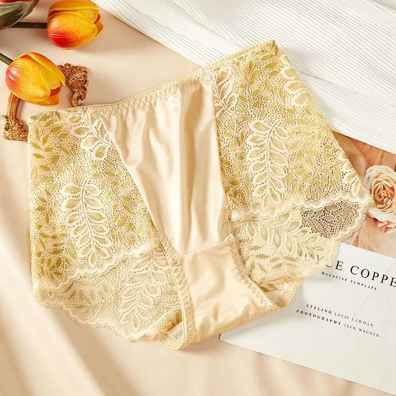 

Panties Smooth and Soft Big Plus Fat Version 140KG Hollow Lace High Waist Women's Underwear Large Size No Trace Belly Lift Hip