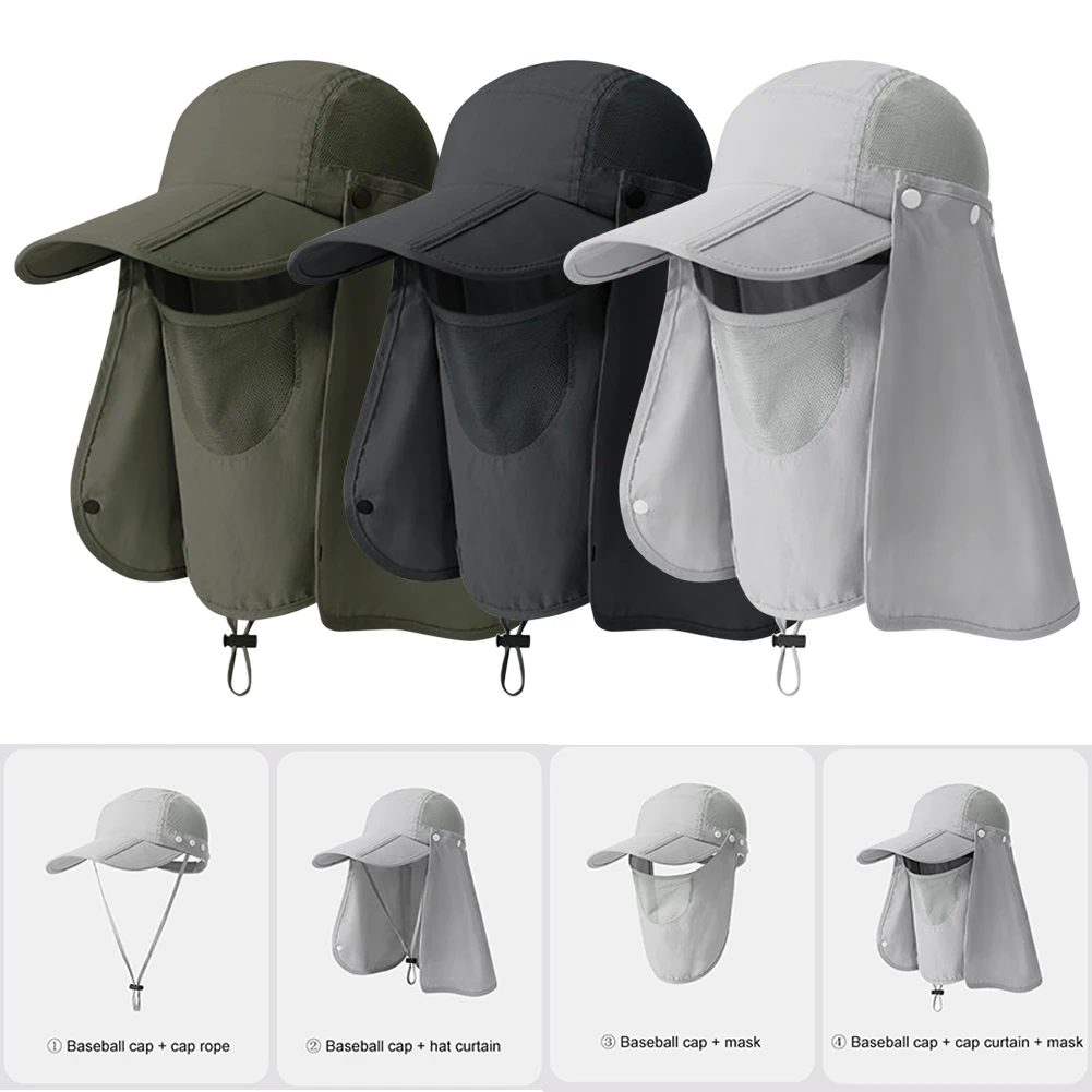 

Unisex Neck Face Flap Hat UV Protection Removable Sunshade Hat Breathable Ear Neck Cover Caps Quick Drying for Riding Fishing