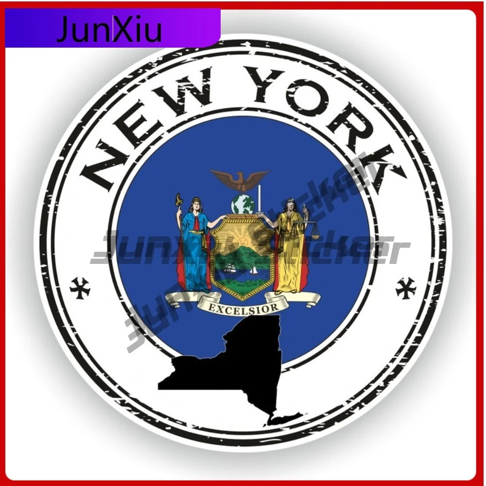 

New York Seal Sticker Round Flag Vinyl Decal Waterproof Exterior Decoration for Phone Bumper Guitar Truck Window