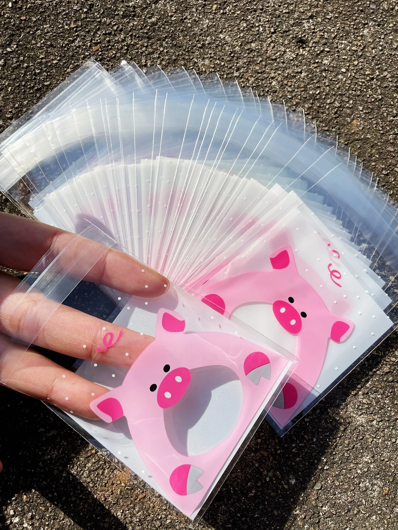 100pcs Cute Pig Printed OPP Self-sealing Bag, Pink Piggy Pattern Small Gifts Items Decorated Self-sealed Bags For Party Good Day