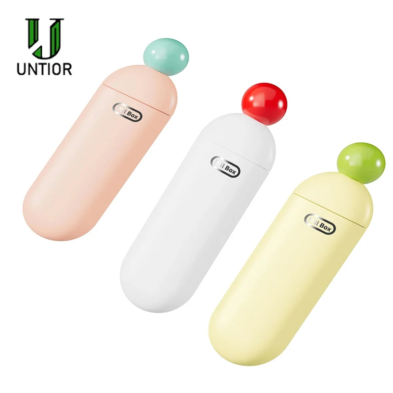 

UNTIOR Portable Pill Organizer 3 Times A Day Compartments Travel Daily Medicine Box for Vitamins Mini Pocket Compact Tablet Case