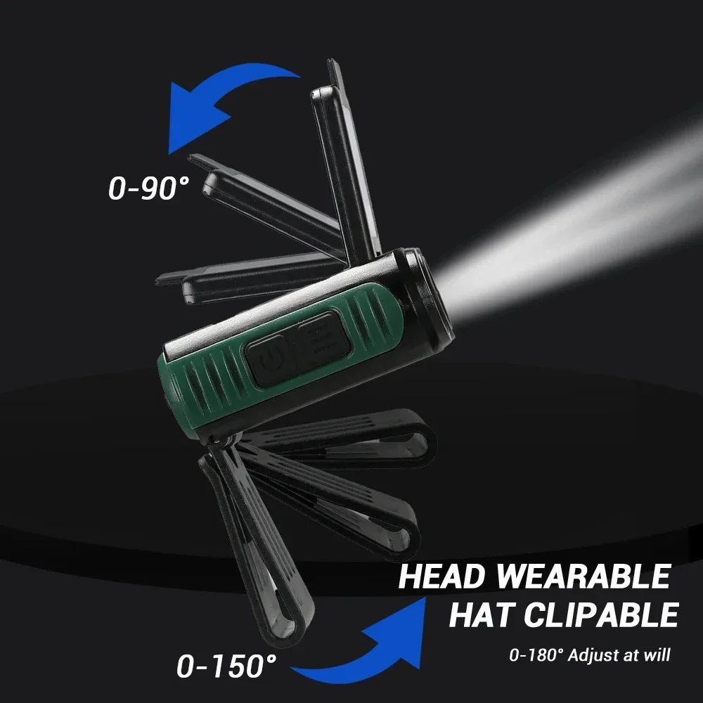 LED Induction Headlight Dual Light Foldable Cap Clip Light USB Charging Multifunctional Outdoor Emergency Lighting Work Light