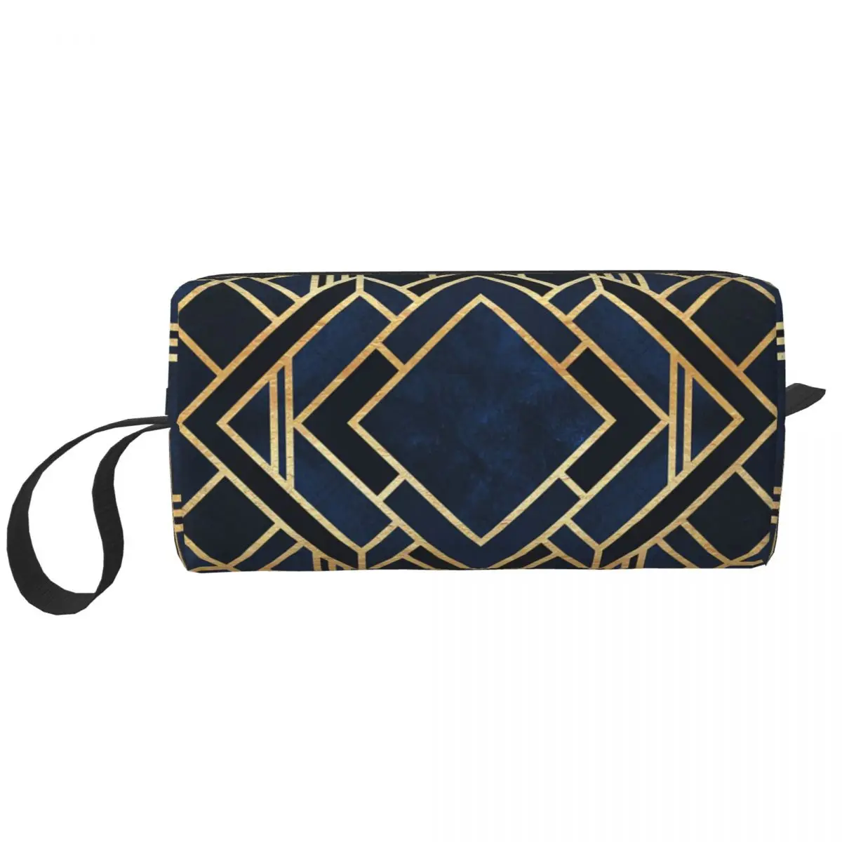 Art Deco blau Gold abstrakte Geometrie Kultur beutel Frauen kosmetische Make-up Veranstalter Damen Schönheit Lagerung Dopp Kit Fall