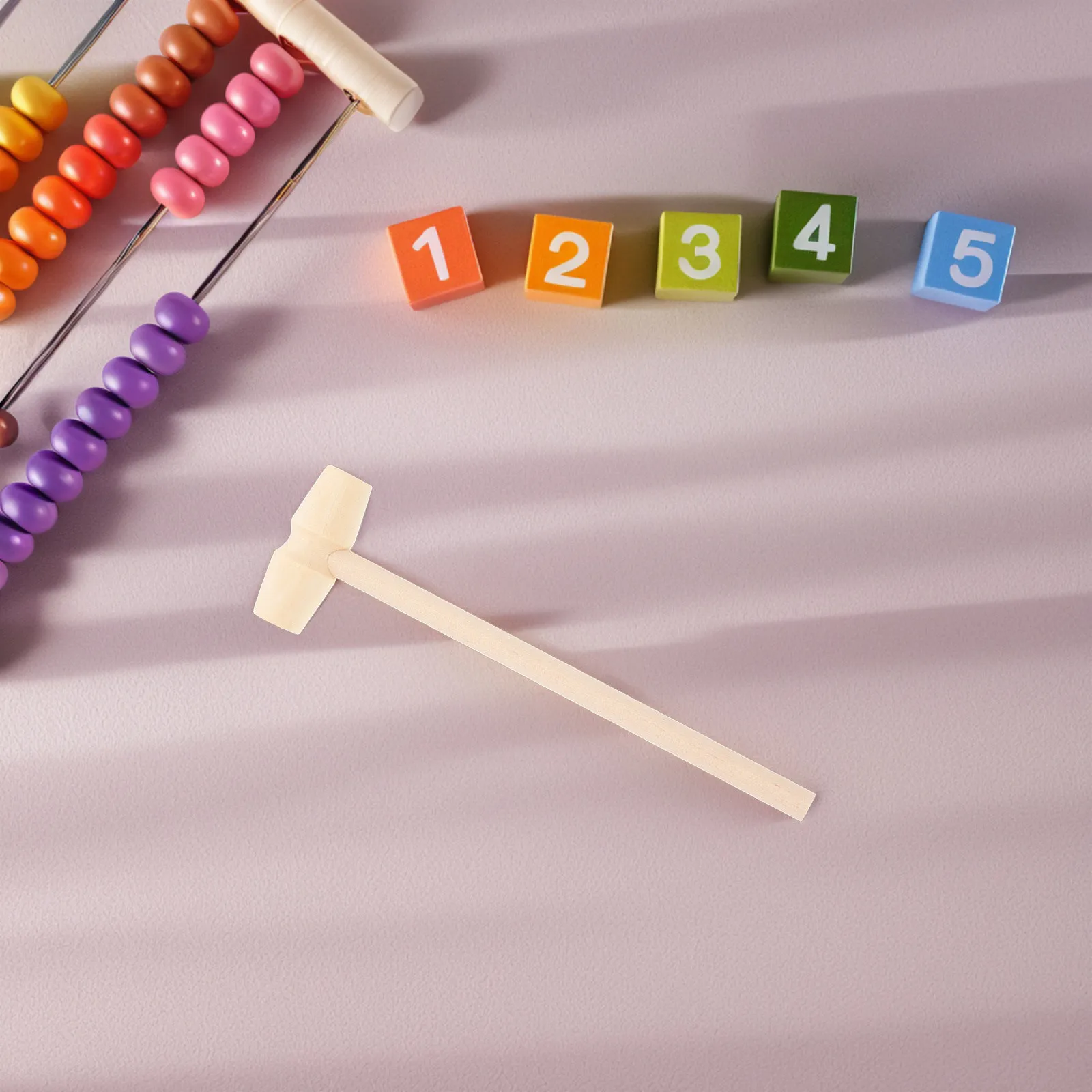 5Pcs Wooden Mini Hammer Mallet Environmental Paint Infant Hand Coordination Pounder Baby Development Baby Beat Toy