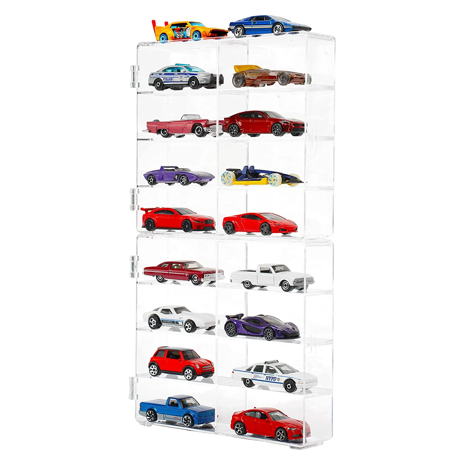 8 Slot 1/64 Acrylic Display Case for Hot Wheels,Matchbox Cars,Stackable Storage Case for Car Model Toys Doll Hang Wall Organizer