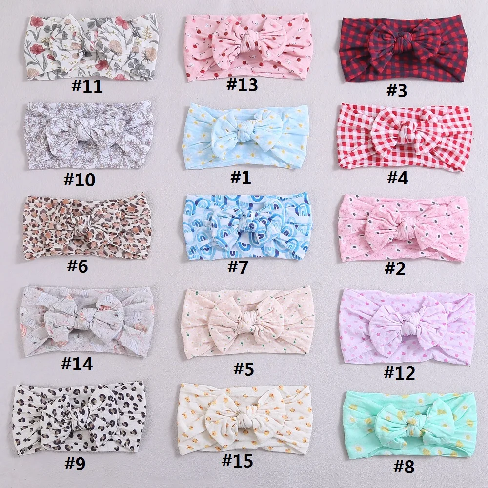 30pc/lot Floral/Leopard/Cartoon Animal Print Nylon Baby Headband Plain Nylon Headband Kid Girl Plaid Fruit Print Headwrap Infant