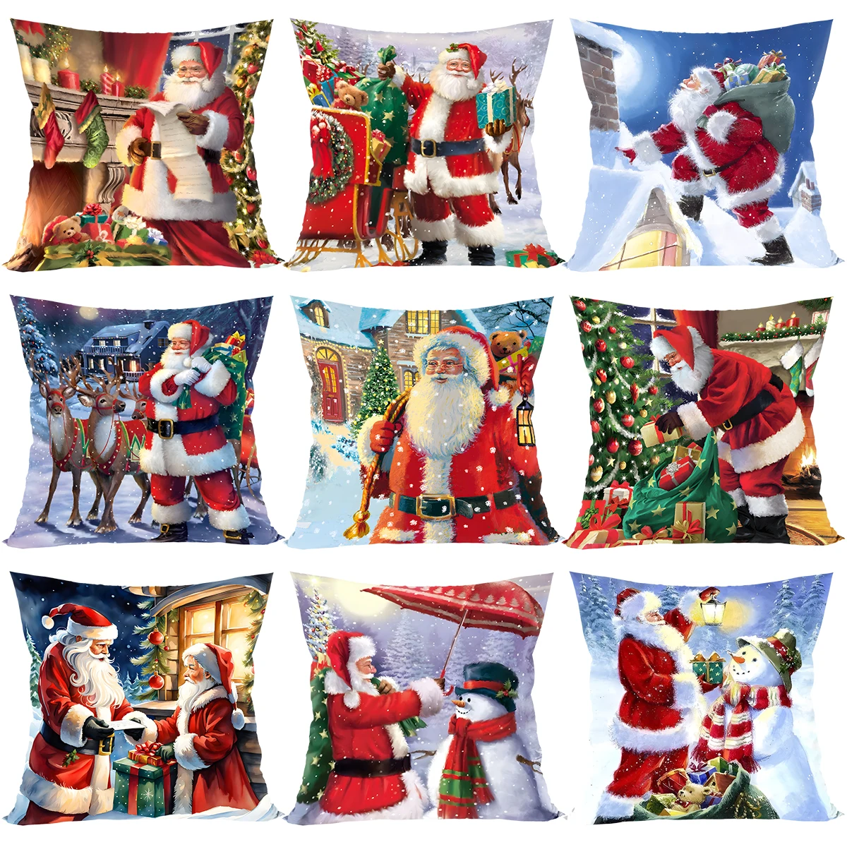 Christmas Santa Cushion Cover Decorative Pillow Cover Throw Pillow Case Home Decor 2024 Xmas Decor for Home Sofa Pillowcase 2025