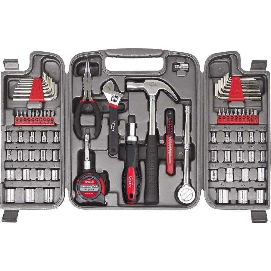 

Многоцелевой набор SAE и метрических инструментов из 79 предметов с розетками для использования в гараже, дома или в дороге. В комплект входят необходимые инструменты для автомобиля.