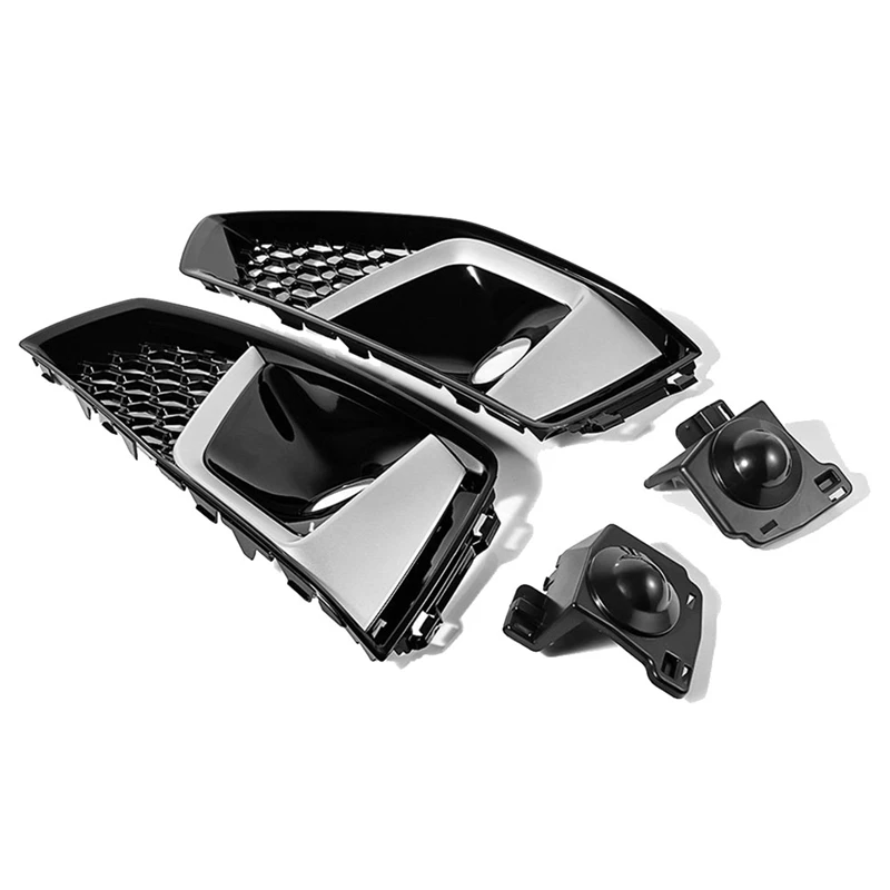 

1Set Car Front Lower Bumper Grille Fog Light Cover Honeycomb For A4 B9 S-LINE S4 2019-2020 8WD807681J 8WD807682J