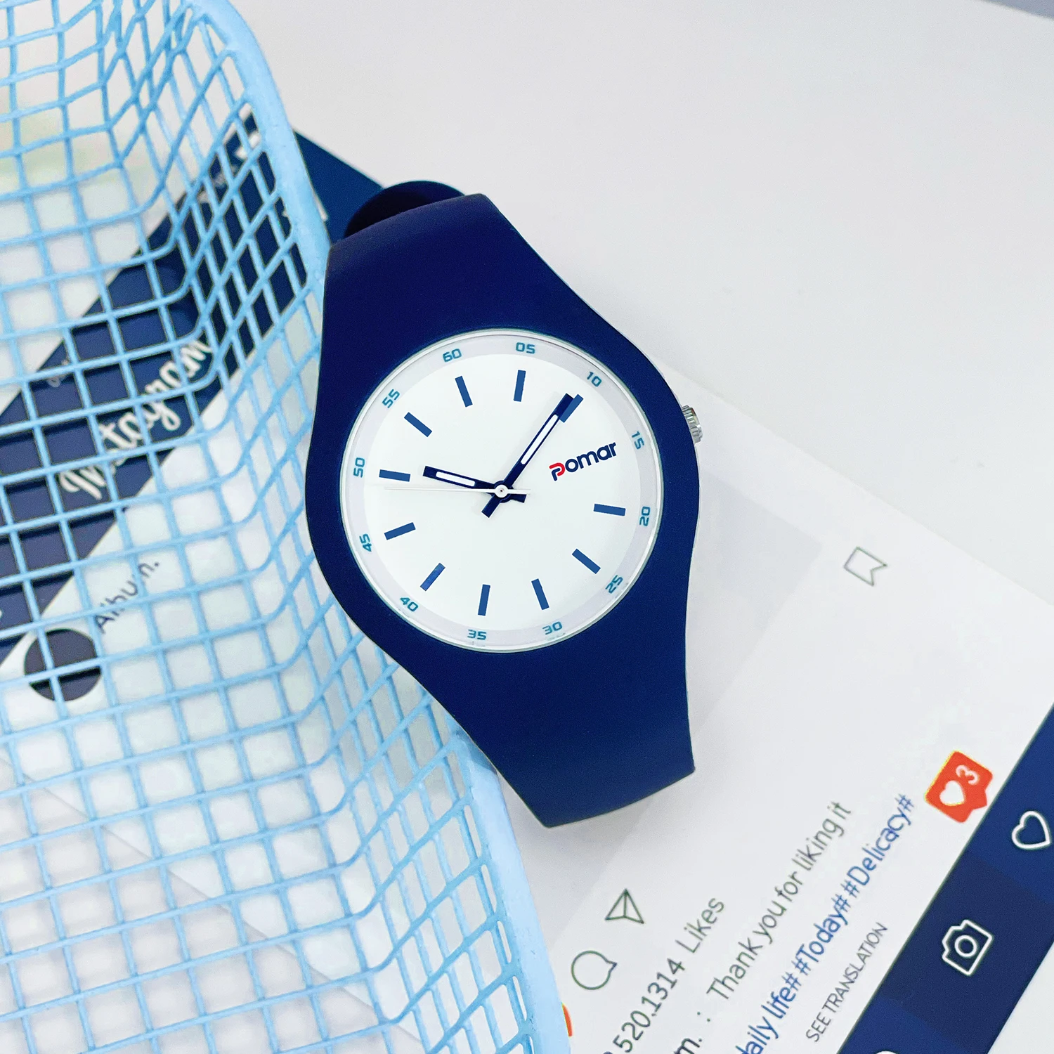 POMAR new digital silicone quartz watch, fashionable, cute, trendy, waterproof, daily wear, sports, simple couple watch