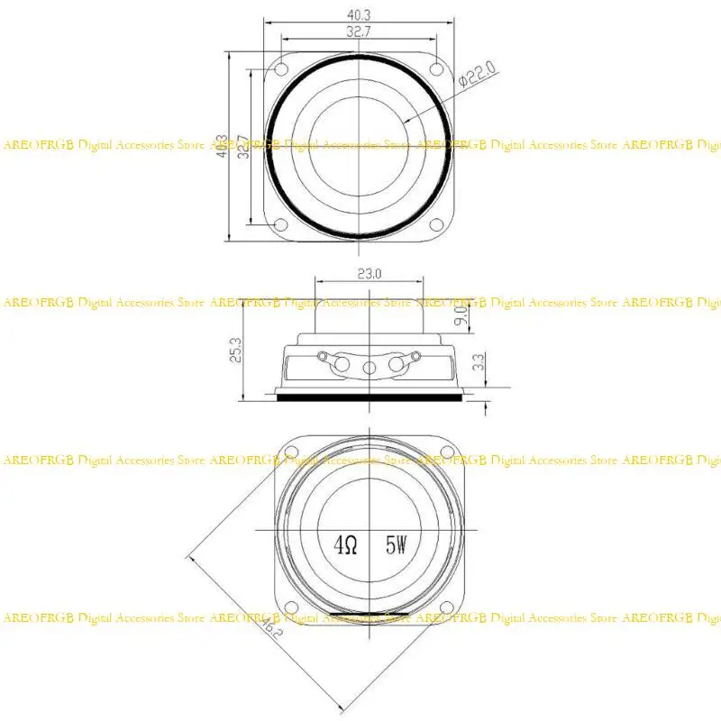 E21E 4Ω 5W 40 mm 1.5 "Altavoces Durables 40 mm Magnético interno potente 40 mm 5W Altavoz bajo