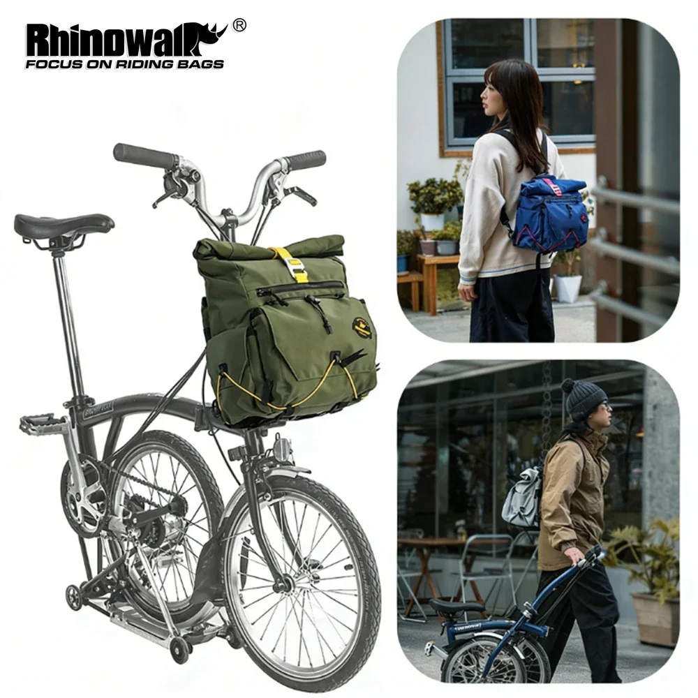 Rhinowalk Folding Bike Handlebar Bag 17L Bicycle Front Basket Storage Bag For Dahon Brompton Cycling Backpack Bike Accessories