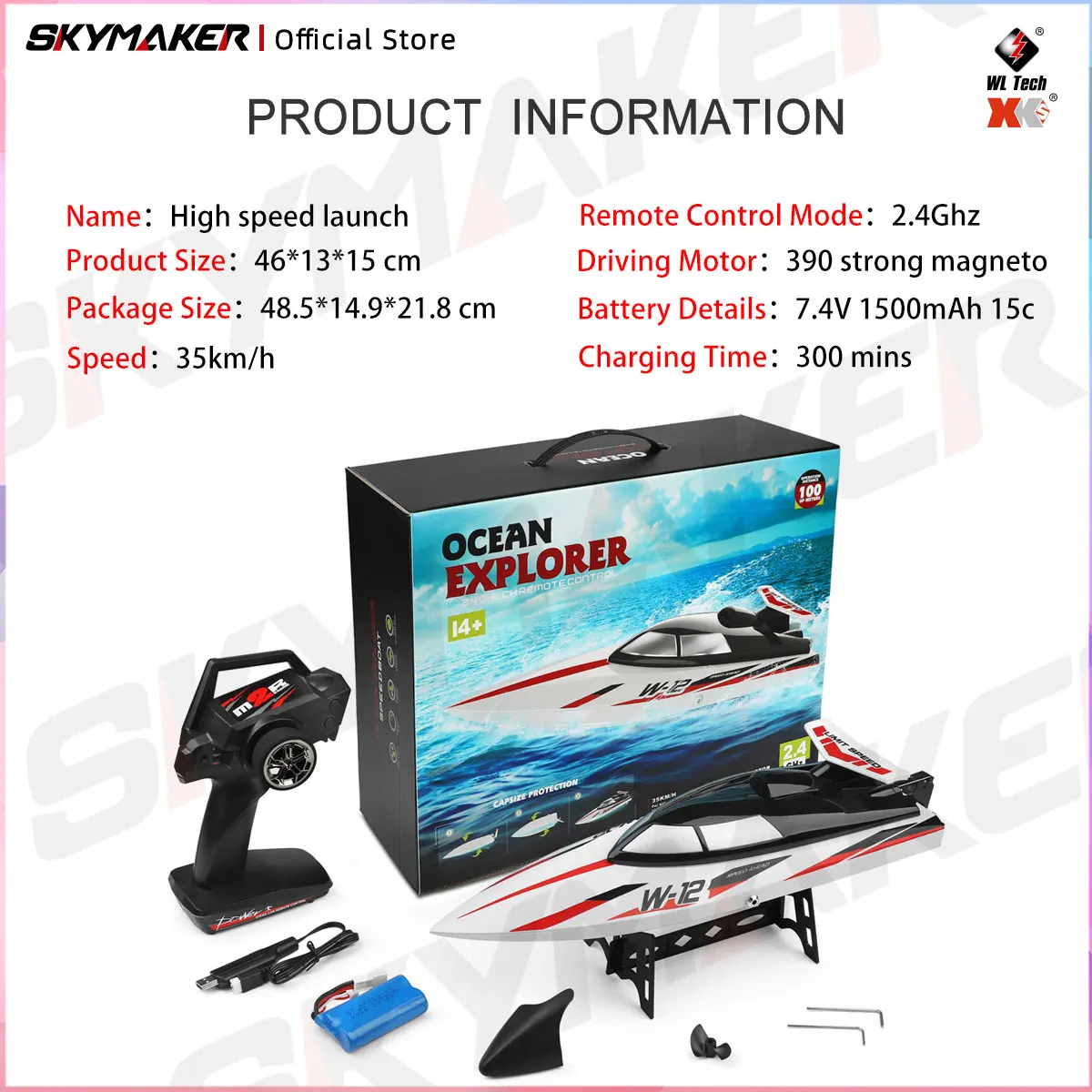 Wltoys Wl912 RC قارب سباق سريع 35 كيلومتر/ساعة عالية 2.4 جيجا هرتز كابس الحماية المهنية التحكم عن بعد قارب لعب للأطفال هدية #6