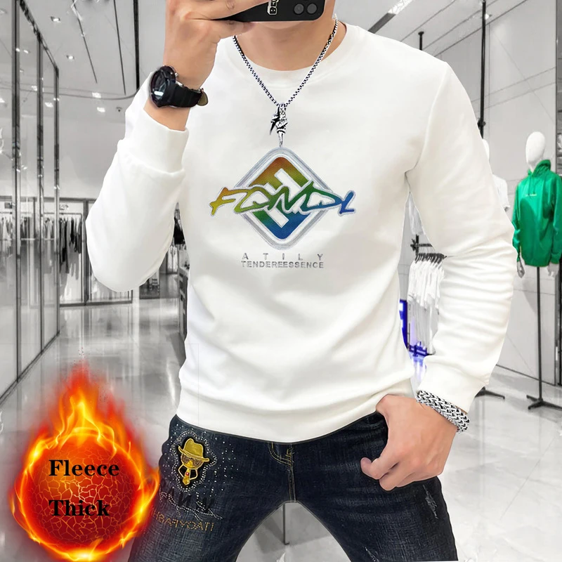 

Men's Handsome Sweatshirt Casually Chic Man Hoodie 3D Letter Design Trendy Brand Casual Pullover Winter Plush Warm Clothing 4XL