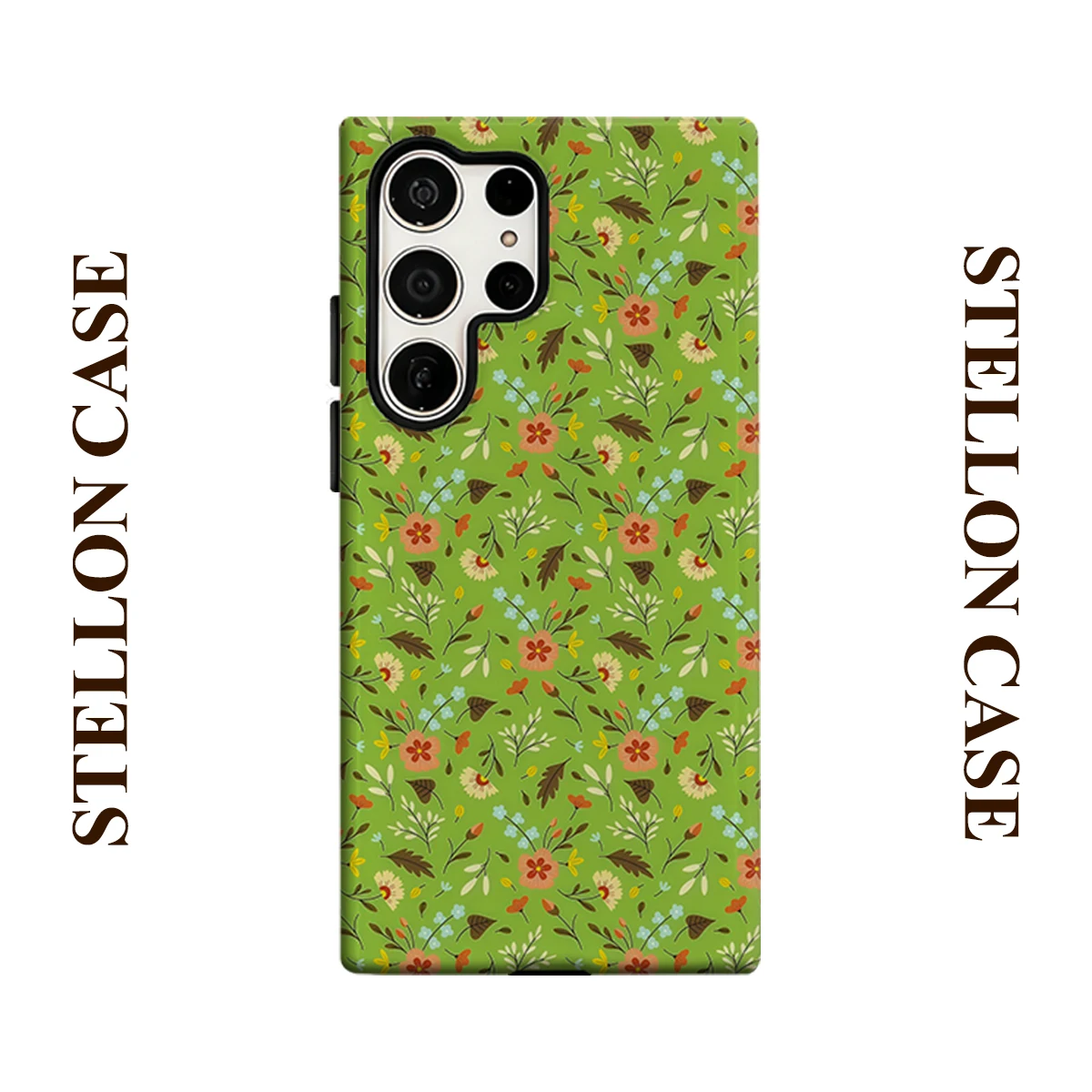 Spring Tiny Floral Glossy Double Layer Shockproof Phone Case For Samsung Galaxy S25 Ultra S24 Plus S23  Ultra Hard Back Cover