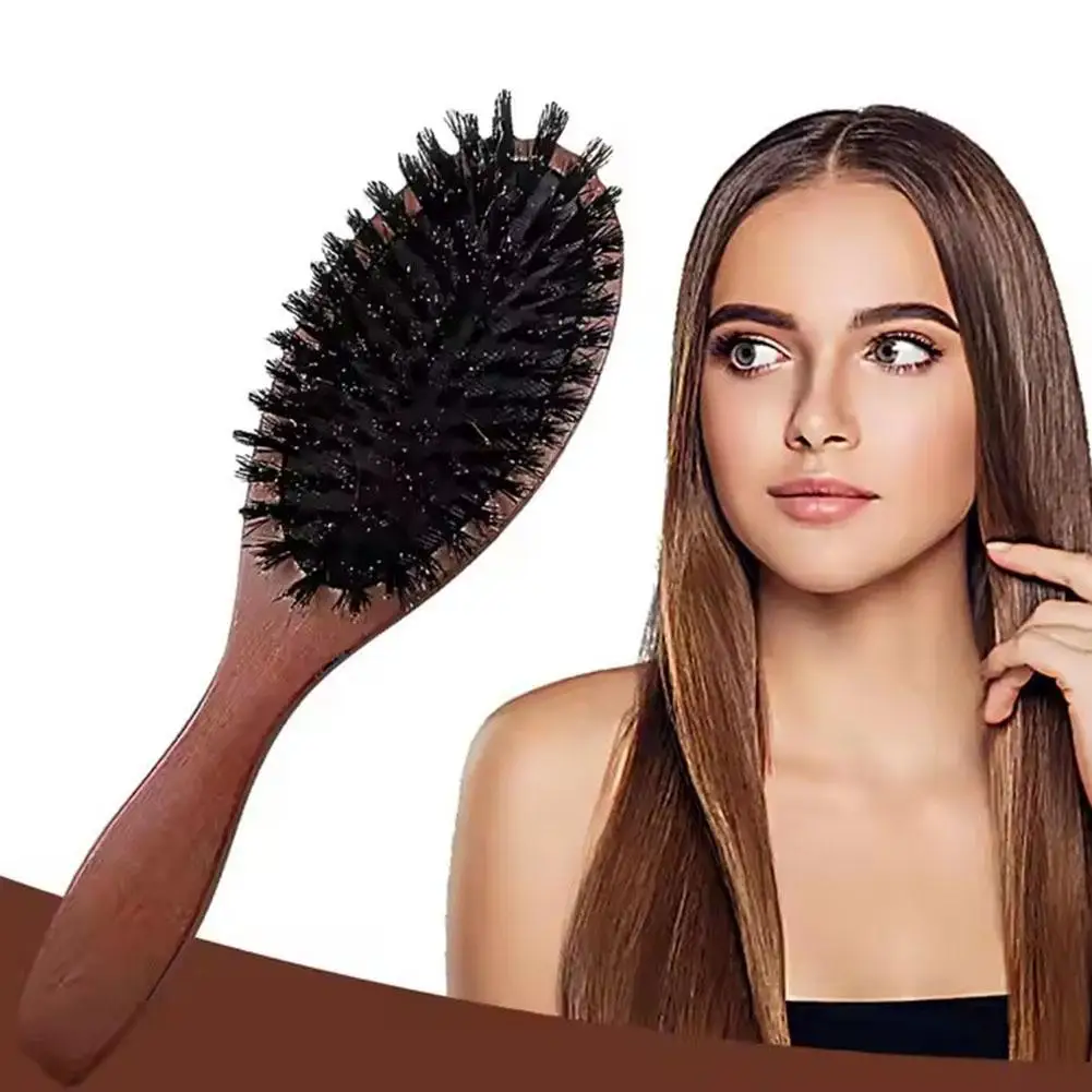 1/2PCS Brand-new Natural Boar Bristle Brush Comb Anti-Static Oval Hairdressing Hair Styly Comb Wood Woman Hairbrush view 3