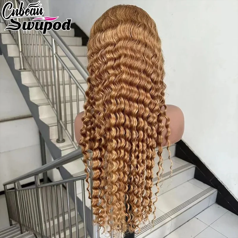 Swupod 200 densidade completa 13x4 13x6 hd peruca dianteira do laço para mulheres em linha reta remy cabelo humano 27 #   Cor castanho claro sem cola