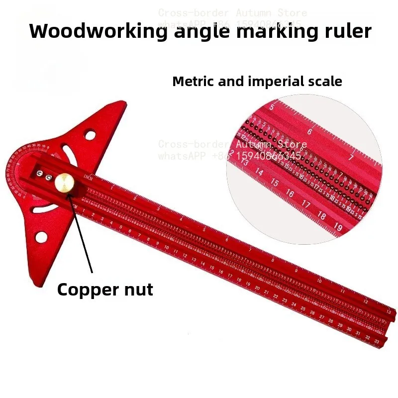 Adjustable Aluminum Woodworking Marking Ruler Multi‑Angle Hole Positioning Scribing Gauge Carpenter Layout Measuring Tool