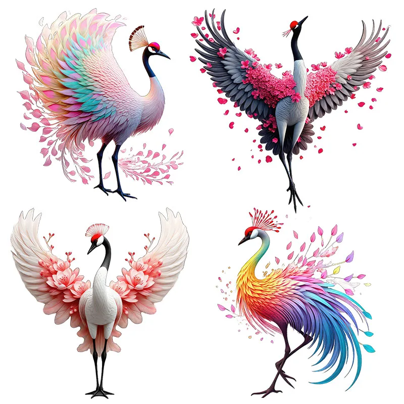 Three Ratels CC168 Petals and Crane Art Wall Stickers for Home Decoration