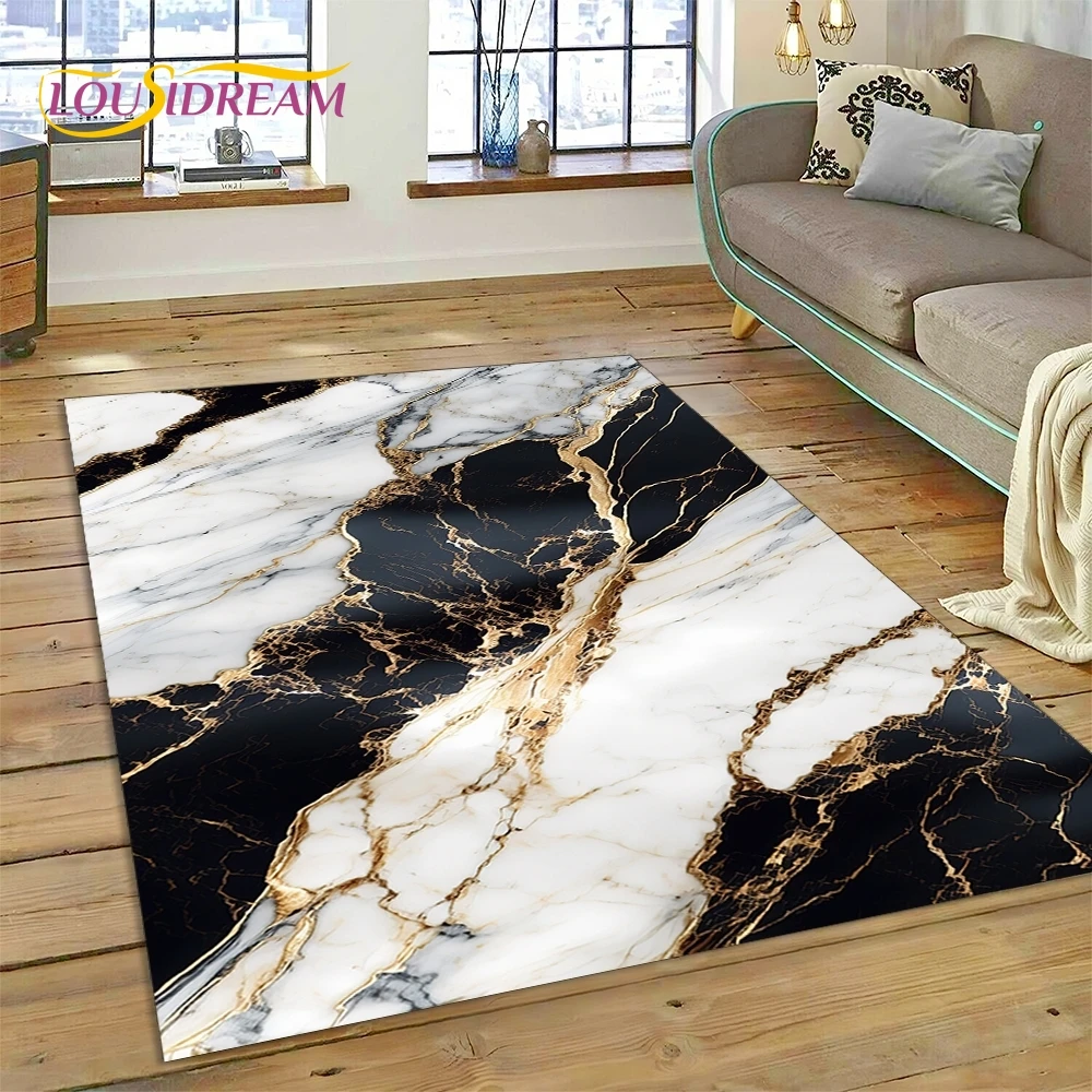 

3D Luxurious Green Gold Colour Marble Dream Rug Carpet for Living Room Bedroom Home Decor,Non-slip Decoration for Sofa Doormat