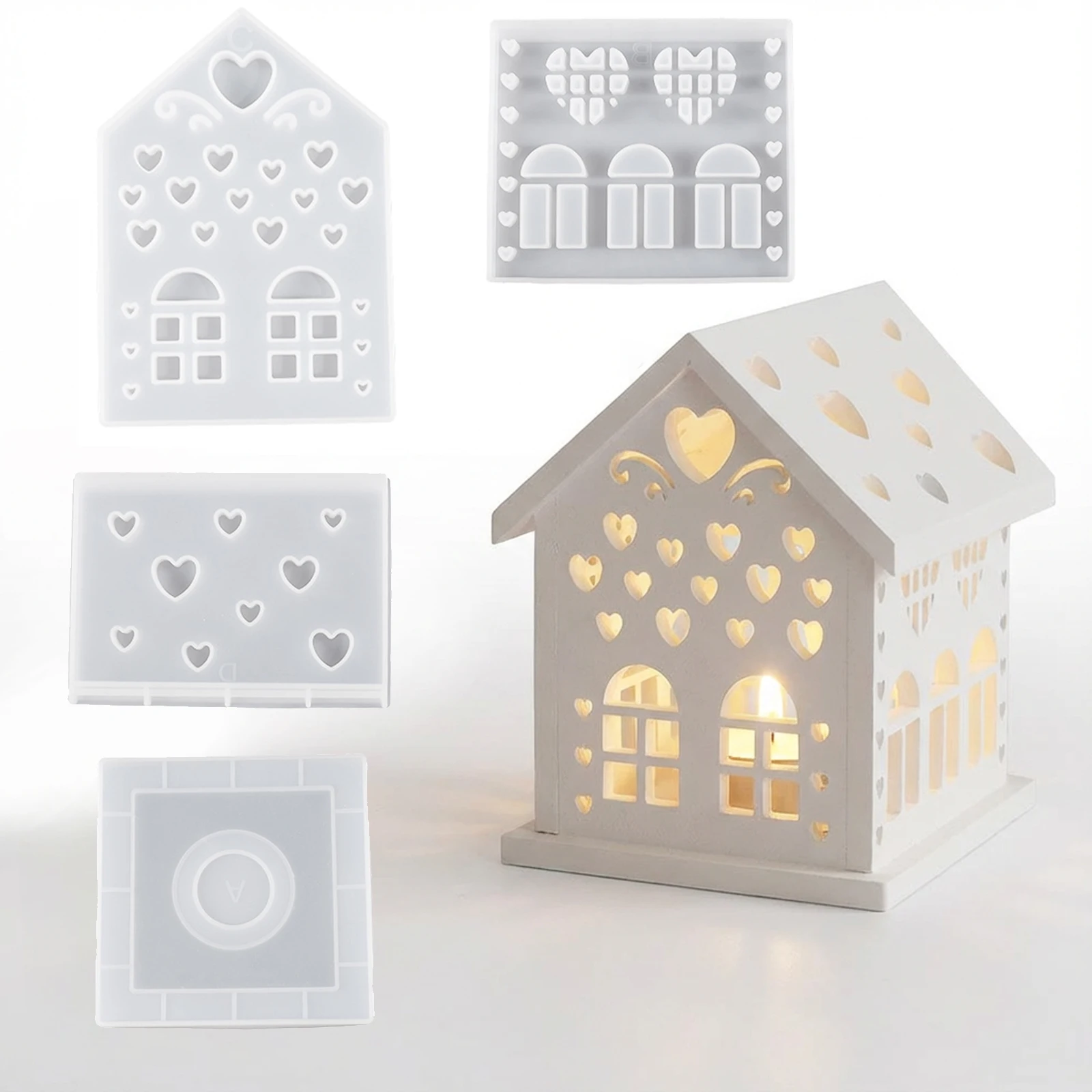 

Кристаллическая эпоксидная смола, пластырь, сердце, свеча, дом, сделай сам, Рождественский дом, ночник, силиконовая форма