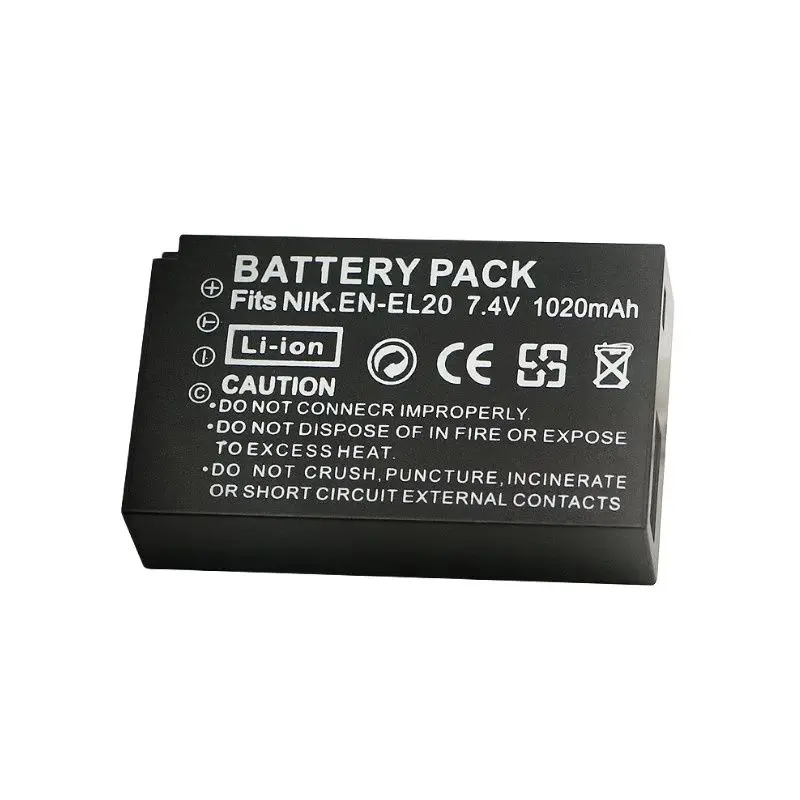 

EN-EL20 7.4V 1020mAh Camera 1A P1000 P950 J1 J2 J3 J4 S1 S2 V3 Rechargeable Lithium Battery Pack