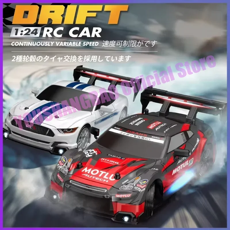 1/24 Mini GTR/Tesla /AE86 Modell RC 4-radantrieb High Speed Drift Racing Auto Volle Auto atmosphäre Led-leuchten Weihnachten Spielzeug Geschenk