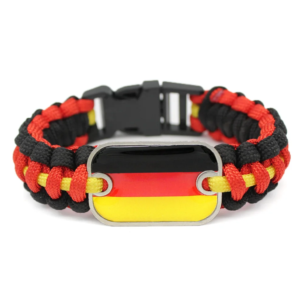 World Country Flag Bracelet for Men Women Glass USA France Spain Italy Turkey National Flag Paracord Bracelet Bangles Jewelry