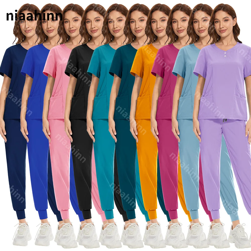 

Multicolor Pharmacy Nurse Uniform Unisex Short Sleeved Hospital Doctor Workwear Oral Dental Surgery Uniforms Medical Scrubs Sets