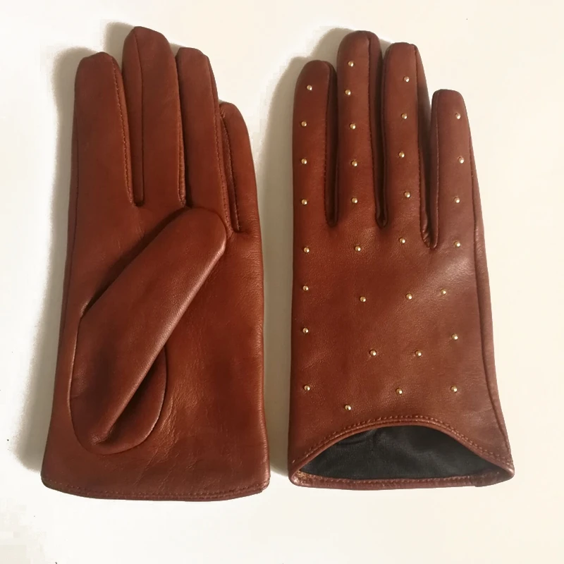 

Real Leather Gloves Female Short Style Half Palm Tide Performances Genuine Leather Fashion Women Sheepskin Gloves