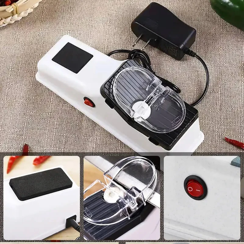 

USB Electric Knife Sharpener Adjustable For Kitchen Knives Tool Knife Scissor Sharpening White Medium And Fine Grinding Blade