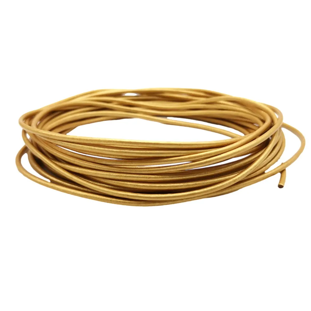 Metallic Gold 5 Yards 2mm Leather Strap 2.0mm Diameter Genuine Leather Cord Bracelet Necklace Making